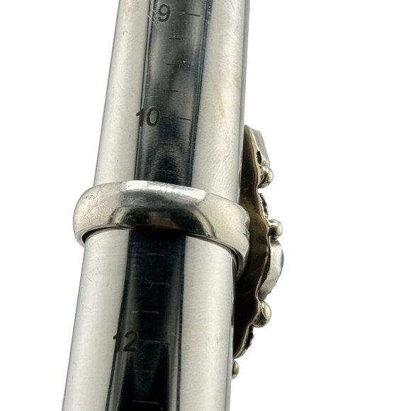 Sterling Silver Richard Begay Native American Turquoise Malachite Ring Sz.11 - Picture 10 of 11